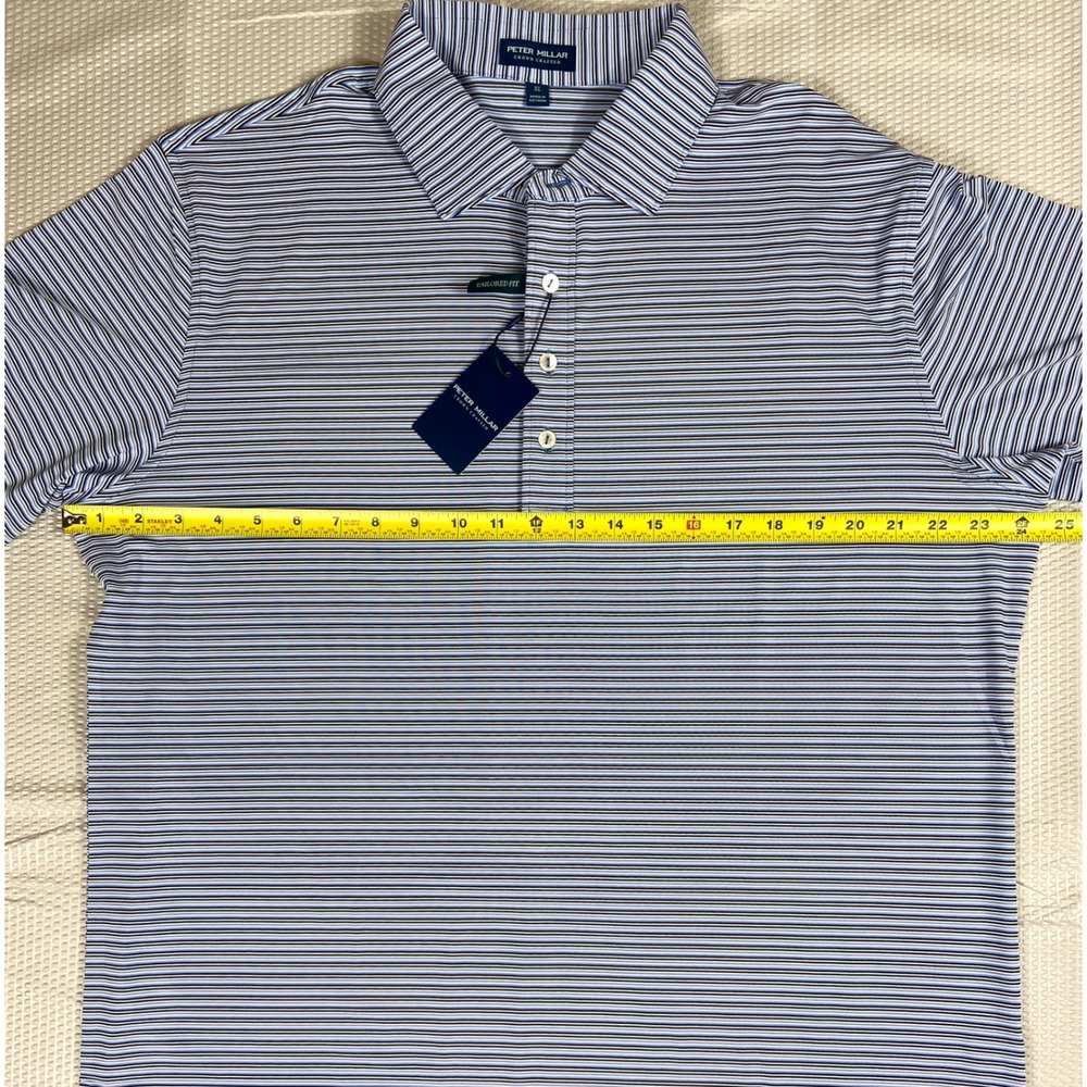 Peter Millar Polo Shirt Mens XL Striped Tailored Golf Performance‎ Stretch - Picture 10 of 11